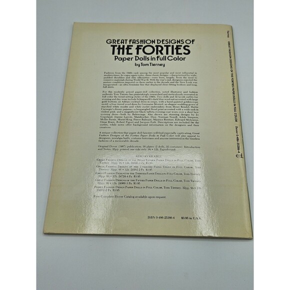 Great Fashion Designs of the Forties Paper Dolls By Tom Tierney New UNCUT - Picture 11 of 11